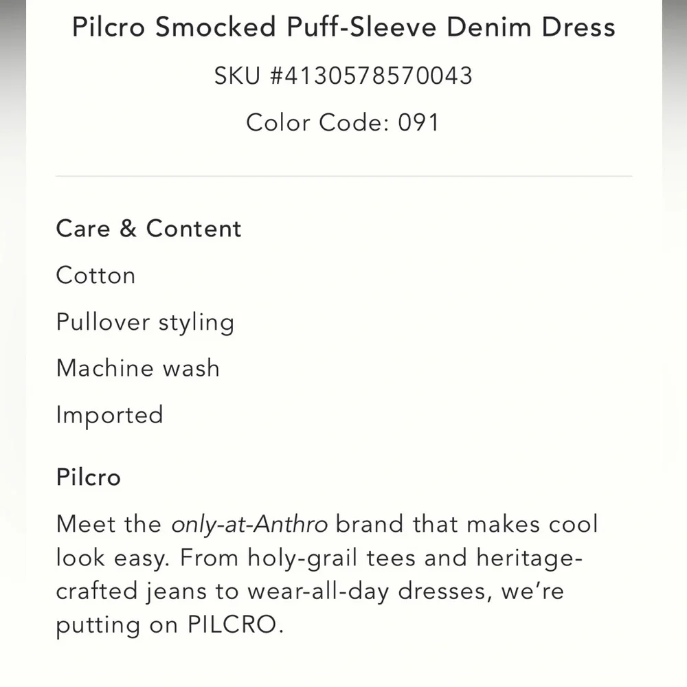 Anthropologie Smocked Puffed sleeve Denim Midi Dress - Picture 5 of 5